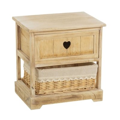 Table de Chevet en Bois 1 Tiroir + 1 Panier Country WADIGA