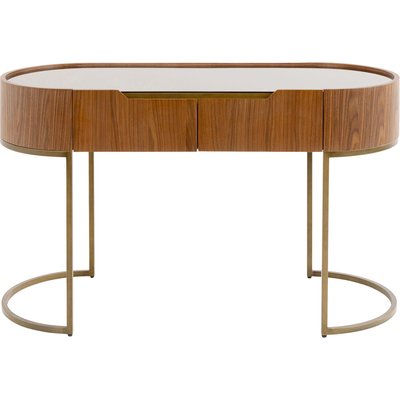 Bureau 2 tiroirs en noyer et verre, GIORGIO KARE DESIGN