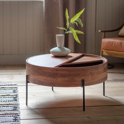 Vellore Acacia Round Storage Coffee Table SO'HOME