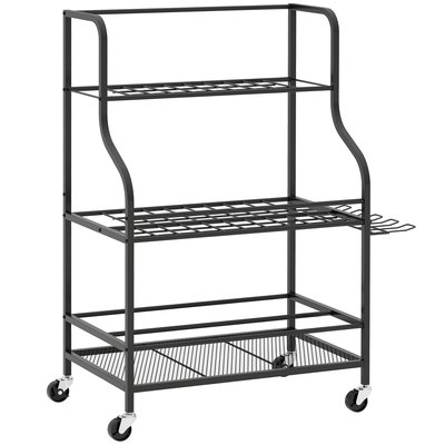 Organisateur d'outils de jardin chariot de jardin acier noir OUTSUNNY