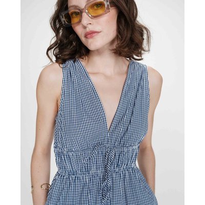 Maxivestido de cuadros con cuello en pico VELMIRA GRACE & MILA