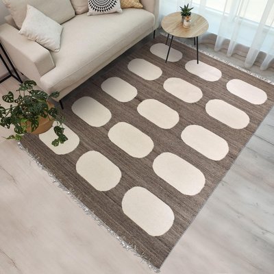 Tapis salon et chambre fait main en laine motif rond KODA UN AMOUR DE TAPIS