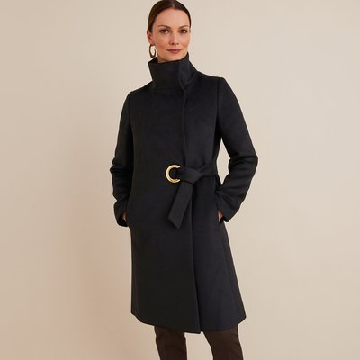Asymmetric Mid-Length Coat with Tie Fastening ANNE WEYBURN