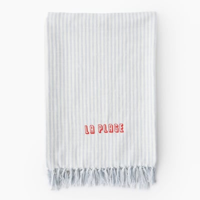 Fouta coton brodée, 100x180cm, 100% coton MONOPRIX