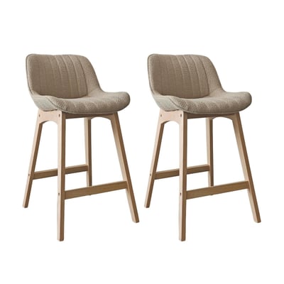 Lot de chaises d'îlot et bar en chêne et assise tissu bouclette 65cm MILK MOB IN