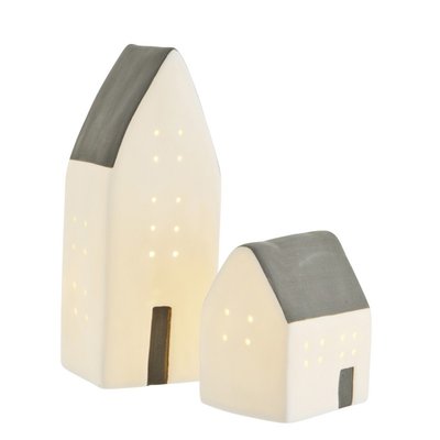 Petites maisons porcelaine avec led  set de 2 MADAM STOLTZ
