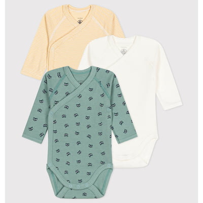 Lot De 3 Bodies Manches Longues Petit Bateau - Coton Imprimé Cœurs - Bébé Garçon/fille - 12