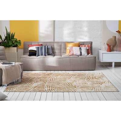 Tapis tissé plat thème feuillage à franges ,  Victoria ESPRIT