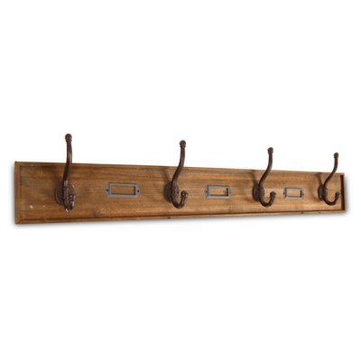 Patère Portemanteau Bois 4 Accroches Marron DECORATION D’AUTREFOIS