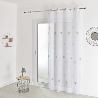 Voilage fantaisie brodé feuilles de gingko HOME MAISON