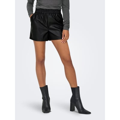 Short En Cuir Noir Taille S/36 - Taille Haute, Très Bon État Occasion