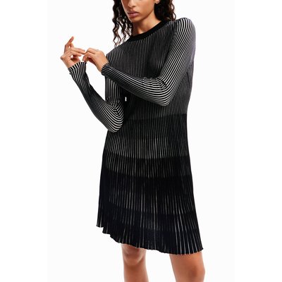 Robe courte tissu côtelé - BLACK - L DESIGUAL