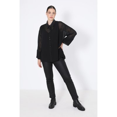 Chemise en voile uni et similicuir doublée d'un top JEAN-MARC PHILIPPE