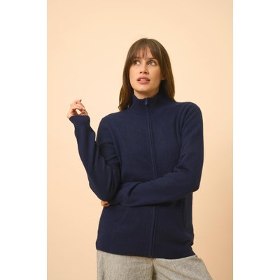Gilet Zippé Col Montant Navy Ayr JUST CASHMERE