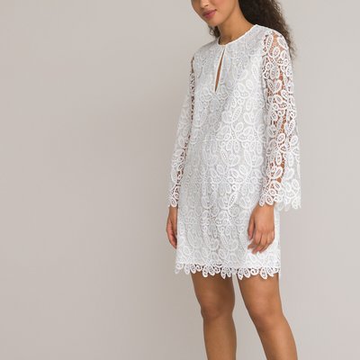 Платье короткое с вышивкой и длинными рукавами LA REDOUTE COLLECTIONS