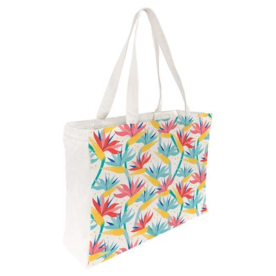 Tote bag coton imprimé fleurs exotiques DRAEGER PARIS