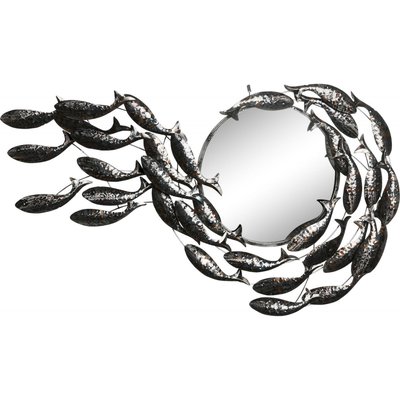 Miroir en métal motifs poissons argentés RECOLLECTION