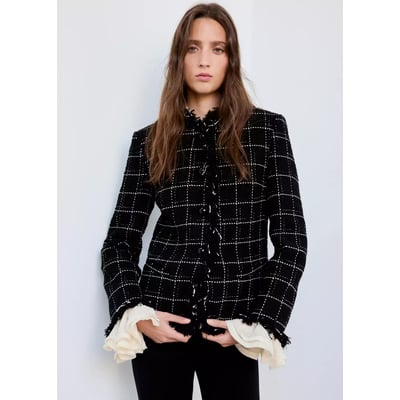 Blazer en tweed à franges MANGO