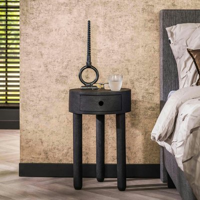 Table de nuit noire en bois WOODY PIER IMPORT