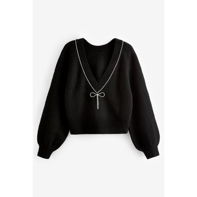 Pull avec nœud et bijou NEXT