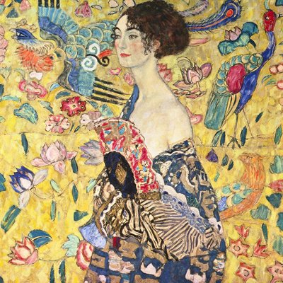 Tableau d'art de Klimt La Dame à l'éventail HEXOA