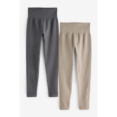 Leggings taille haute côtelés, lot de 2 NEXT