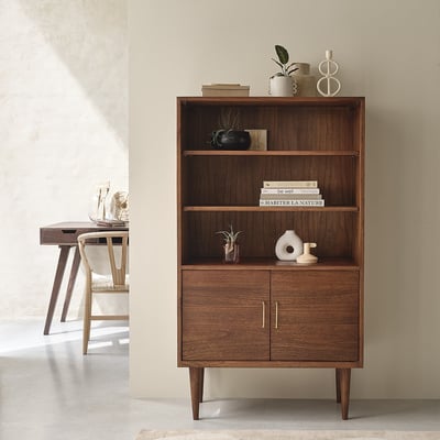 Bibliothèque en bois massif finition  VINTAGE BERAH GETAH