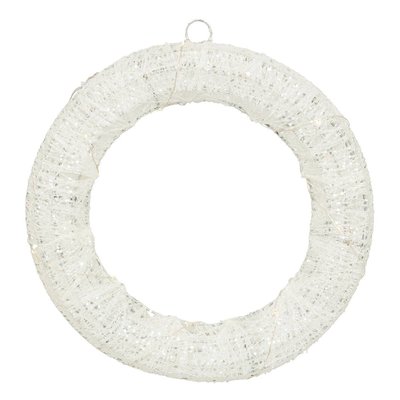 Décoration couronne blanche D30cm 15 LED blanc chaud à piles FEERIC LIGHTS & CHRISTMAS