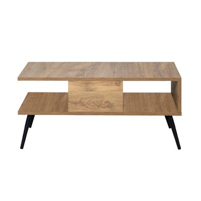 Table basse décor bois pin et noir L90 cm - BUKLE CALICOSY