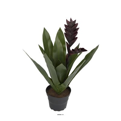 Bromélia fleurie artificielle en pot, H 40 c ARTIFICIELLES