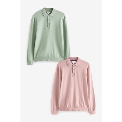 Polo en maille à manches longues, lot de 2 NEXT