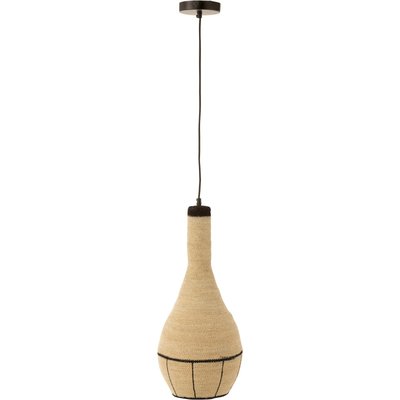 Lampe suspendue poire en jonc naturel et  raffiné RECOLLECTION