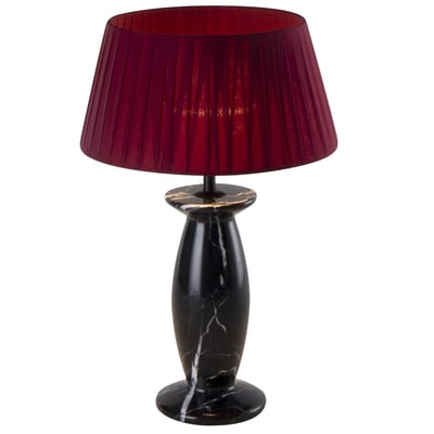 Lampe de table d'intérieur en marbre noir avec ampoule LED rechargeable blanc chaud dimmable PING BLACK MARBLE H32,5 cm LUMISKY