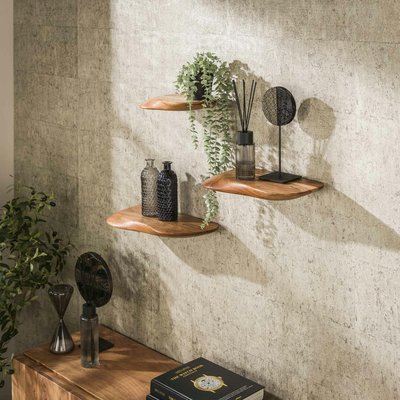 Etagère murale organique en bois d'acacia (lot de 3) MELBOURNE PIER IMPORT