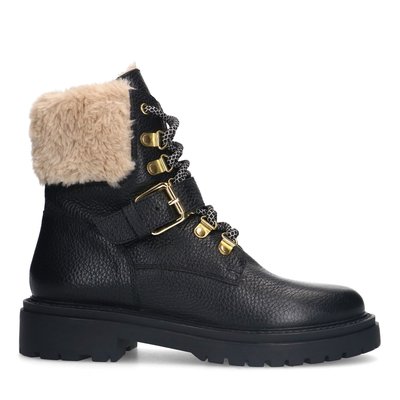 Bottines à lacets en cuir avec imitation laine SACHA