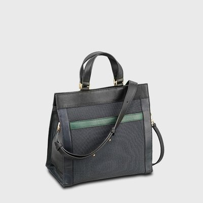 E2R Sac cabas femme tendance bicolore tissu bleu et vert Suzi OH MY BAG