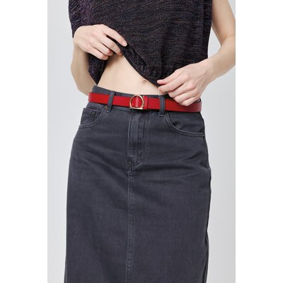 Jupe en jean, coupe longue et droite, avec des poches avant et arrière et une fermeture éclair avec un bouton BERNA ARTLOVE