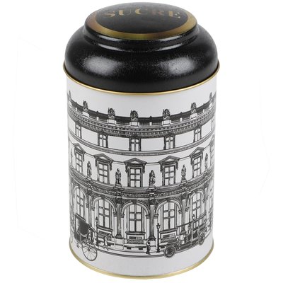 Boîte à sucre en métal noir, blanc et doré WADIGA