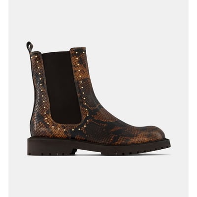 Boots chelsea plates céleste avec studs cuir GALERIES LAFAYETTE