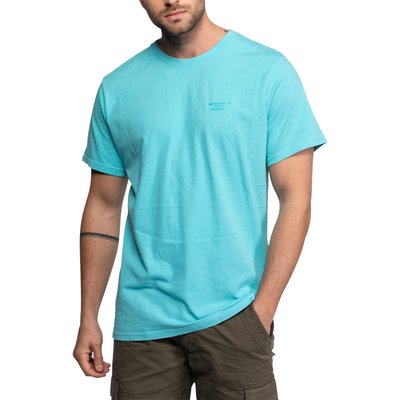 Tee-shirt coupe droite Daytona en coton bleu ciel avec une petite écriture ton sur ton DAYTONA