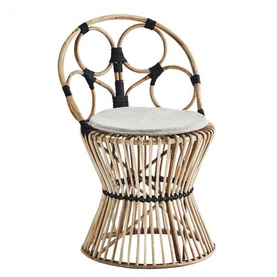 Chaise en bambou avec coussin en velours MADAM STOLTZ