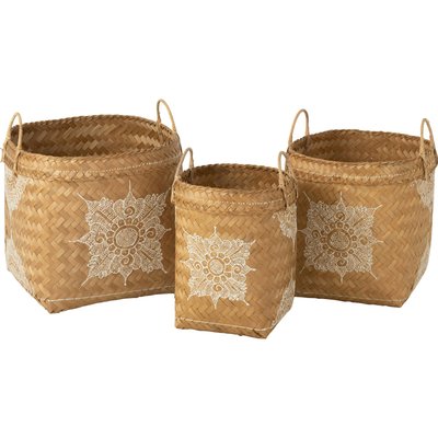 Panier bambou  naturel motif artisanal rangement élégant RECOLLECTION