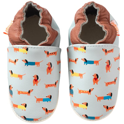 Chaussons bébé cuir souple Raphaël les teckels TICHOUPS