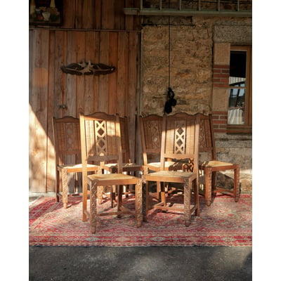 Lot de 6 chaises en bois et osier Claude N°1626 - Bon état DEBONGOUT