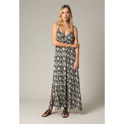 Robe longue ethnique à fines bretelles en crêpe de viscose BILIANA DEELUXE