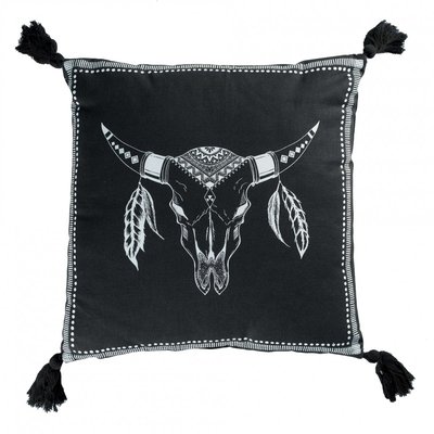 Coussin Mohicana noir DOUCEUR D'INTÉRIEUR