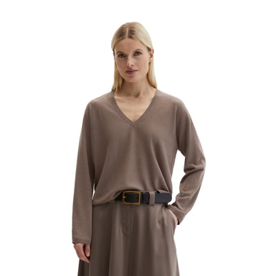 Pull ras du cou en V oversize en mélange de laine mérinos et de viscose MARC O'POLO