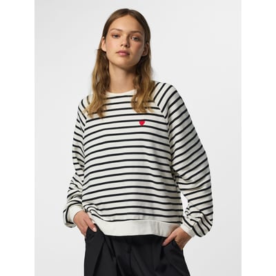 Sweat rayé, motif cœur PIECES