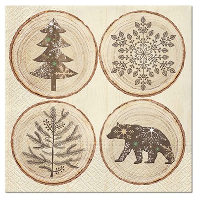 Lot de 20 serviettes en papier Rondelles de bois DOUCEUR D'INTÉRIEUR
