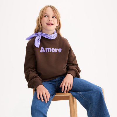 Slogan Print Sweatshirt with Crew Neck LA REDOUTE COLLECTIONS
